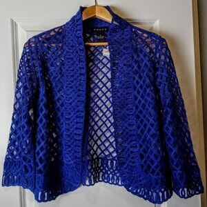 Vintage Weavz Royal Blue Mesh Soutache Open Jacket
